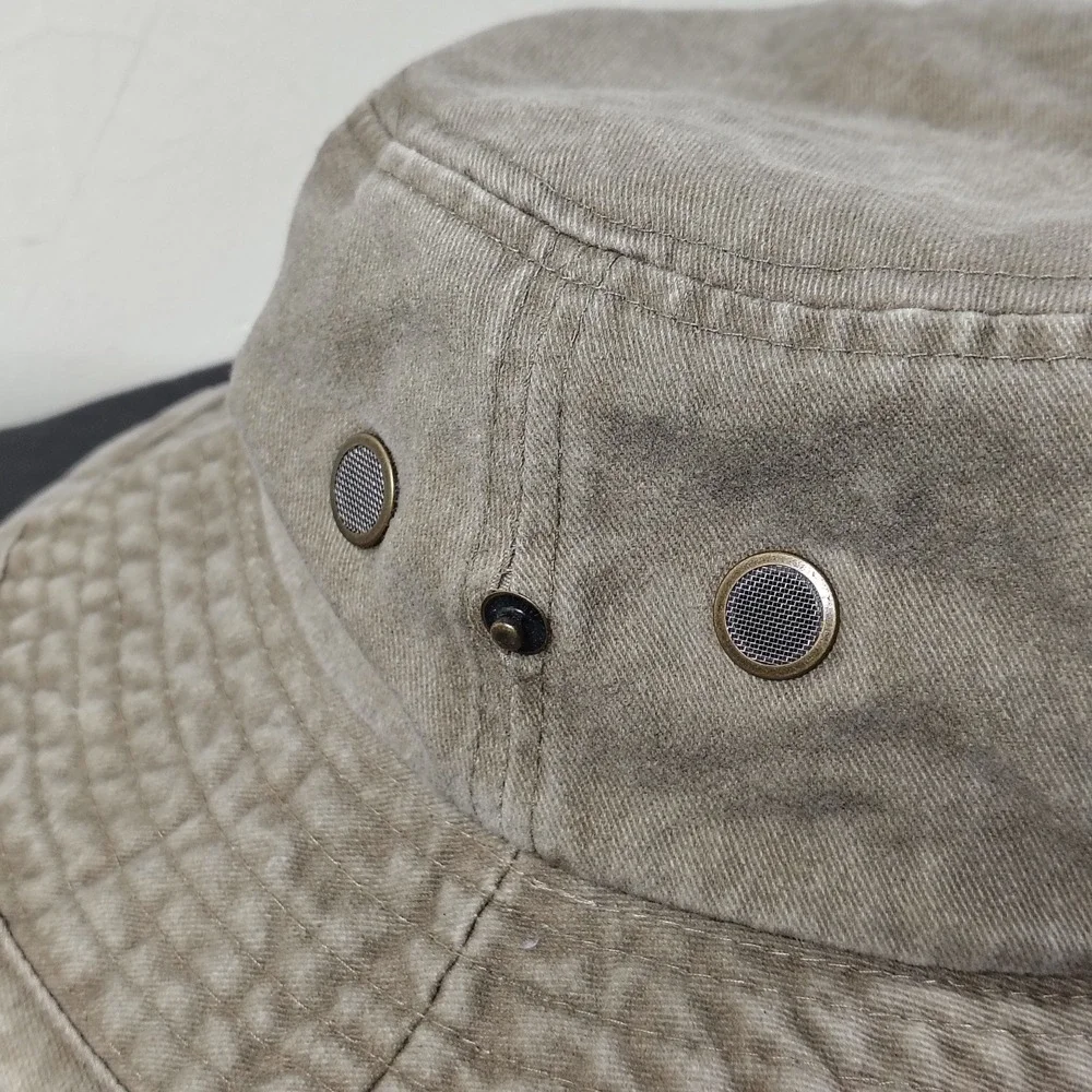 Yellowstone Bucket Hat Khaki Cotton Acid Wash Boonie Safari Small Medium Lucky 7